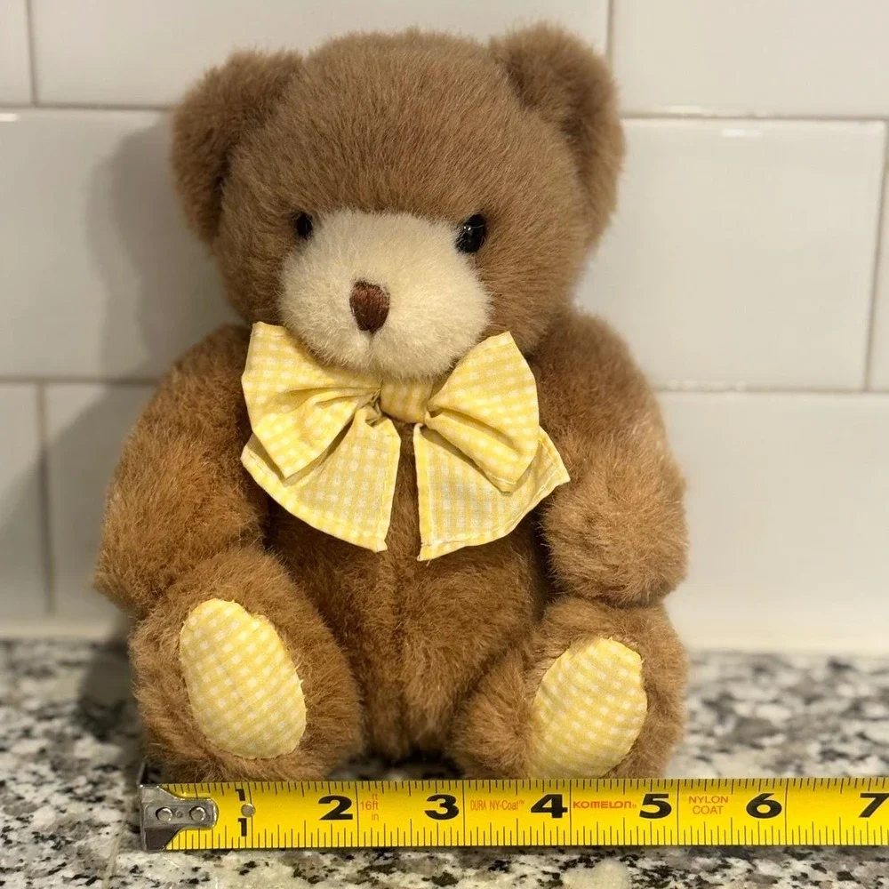 Carter's Prestige Teddy Bear Yellow Gingham‎ Rattle 1990s Vintage